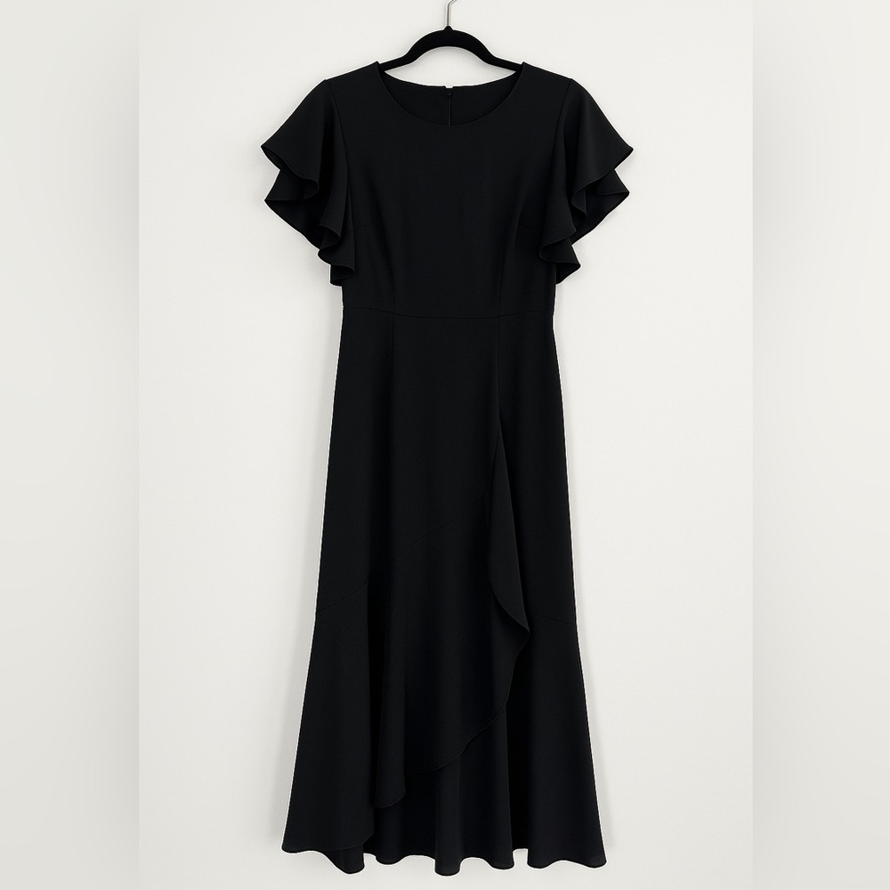 Elegant Black Ruffle Sleeve Dress